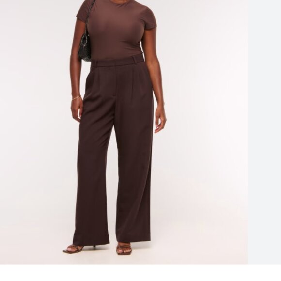 Abercrombie & Fitch A&F Sloane Tailored Wide Leg Pant chocolate brown 26 2 R - Picture 1 of 8